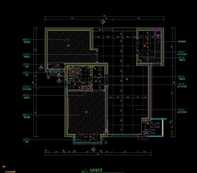 平米户型样板间施工图CAD图纸，样板间CAD设计图下载