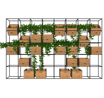 现代绿植墙花架sketchup模型下载，绿植墙草图大师模型