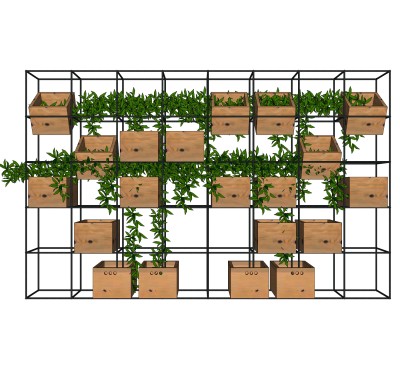 现代绿植墙花架sketchup模型下载，绿植墙草图大师模型