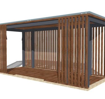 新中式实木廊架草图大师模型，实木廊架sketchup模型下载