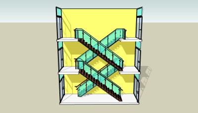 现代楼梯草图大师模型，楼梯sketchup模型下载