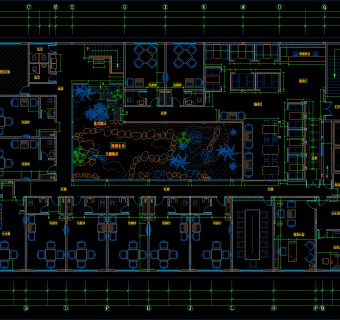 咖啡厅完整施工图，cad平面布置图