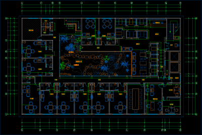 咖啡厅完整施工图，cad平面布置图