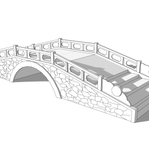 自然风石桥白膜草图大师模型，石桥sketchup模型免费下载