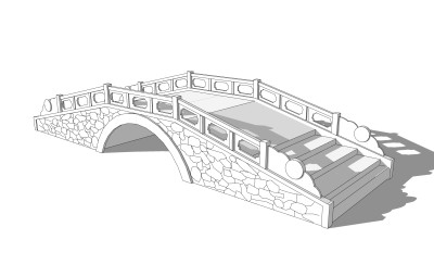 自然风石桥白膜草图大师模型，石桥sketchup模型免费下载