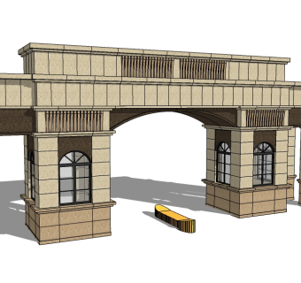 欧式入口大门sketchup模型下载，入口大门草图大师模型