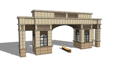 欧式入口大门sketchup模型下载，入口大门草图大师模型
