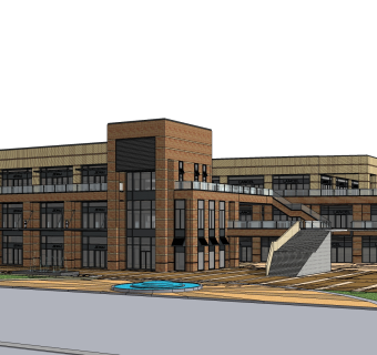 现代办公楼外观草图大师模型，办公楼外观sketchup模型免费下载