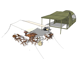现代野营帐篷su模型下载、帐篷草图大师模型下载