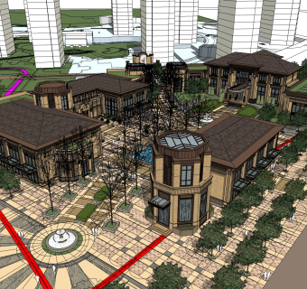 欧式酒店草图大师模型，酒店sketchup模型免费下载