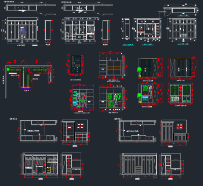 全屋定制酒柜书柜鞋柜衣柜图库，酒柜书柜衣柜CAD施工图纸下载