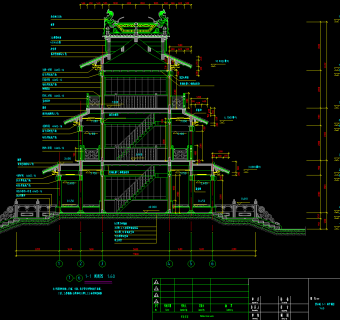 公园仿古建筑施工图，公园建筑CAD图纸下载