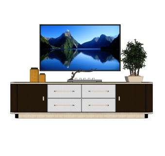 现代电视柜花瓶摆件草图大师模型，电视柜摆件sketchup模型