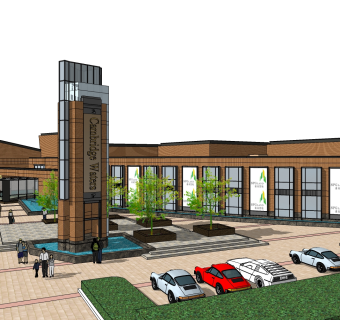 现代售楼处建筑方案草图大师模型，售楼部建筑sketchup模型免费下载