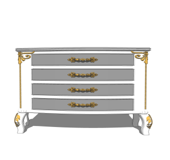 欧式床头柜草图大师模型，床头柜SKP模型下载