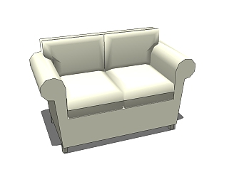 简约欧式双人沙发草图大师模型下载，沙发SU模型免费下载