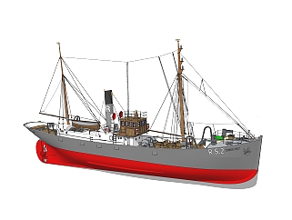 现代<em>大型</em>渔船skp模型，货船su模型下载