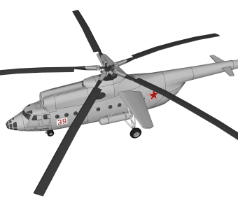 苏联MI-6吊钩重型运输直升机su模型,苏联MI-6吊钩重型运输直升机sketchup模型下载