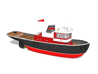 现代渔船草图大师模型，货船skp模型下载