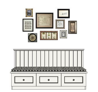 现代玄关柜草图大师模型，玄关柜su模型下载