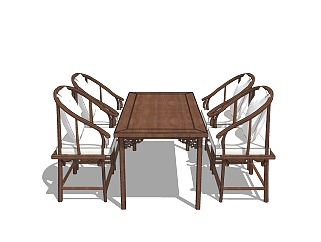 中式<em>餐桌椅免费su模型</em>，<em>餐桌椅</em>skp<em>模型下载</em>