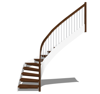 现代实木双跑折梯草图大师模型，实木双跑折梯sketchup模型免费下载
