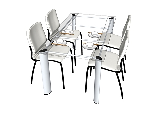 现代餐桌椅skb文件，户外餐桌椅组合草图大师模型下载