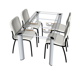 现代餐桌椅skb文件，户外餐桌椅组合草图大师模型下载