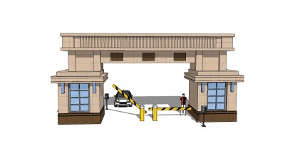 欧式入口大门SU模型下载，入口大门草图大师模型下载