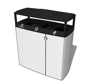 现代金属垃圾桶草图大师模型，垃圾桶SU模型下载