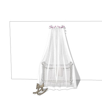 美式婴儿床草图大师模型，婴儿床skb文件下载