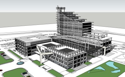 现代医院草图大师模型，医院sketchup模型