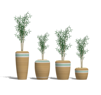 现代竹编花瓶软装配饰草图大师模型，竹编花瓶软装配饰sketchup模型下载