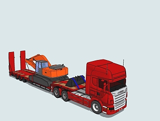现代拖车<em>卡车</em>草图大师模型，<em>卡车</em>sketchup模型