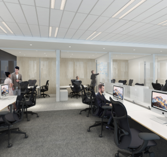 异型多样办公室效果图，全套施CAD工图和机电图下载