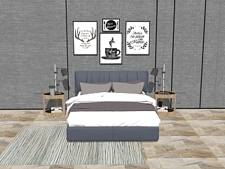 现代卧室草图大师模型，卧室sketchup模型