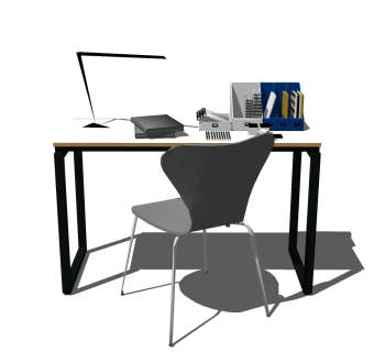 现代书桌草图大师模型下载、现代书桌su模型下载