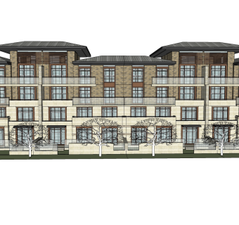 欧式别墅外观草图大师模型，SU模型免费下载