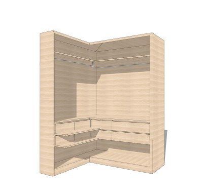 现代简约衣柜草图大师模型，储物柜SKP模型下载