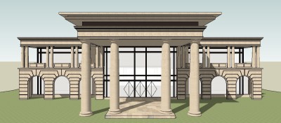 新古典会所草图大师模型，售楼处sketchup模型