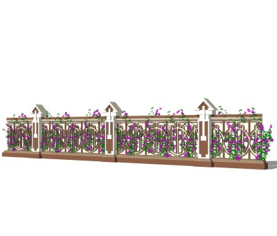 现代围墙护栏免费su模型，栏杆skp模型下载