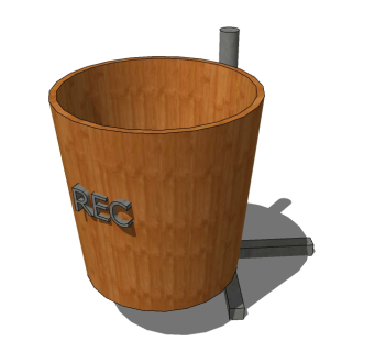 现代简约木制垃圾桶SU模型下载，垃圾桶草图大师模型