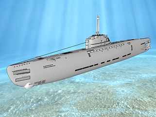 <em>德国</em>21型潜艇草图大师模型，潜艇SU模型下载