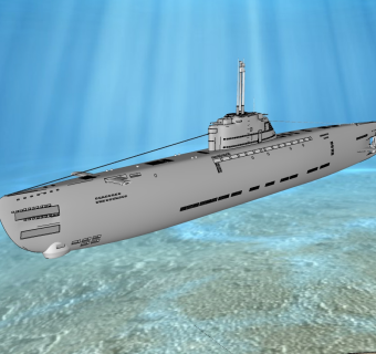德国21型潜艇草图大师模型，潜艇SU模型下载