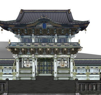 日式古建筑草图大师模型下载、日式古建筑su模型下载