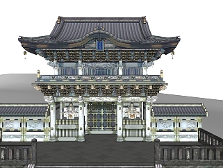 日式古建筑草图大师模型下载、日式古建筑su模型下载