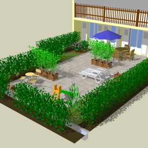 现代屋顶花园草图大师模型，屋顶花园su模型下载