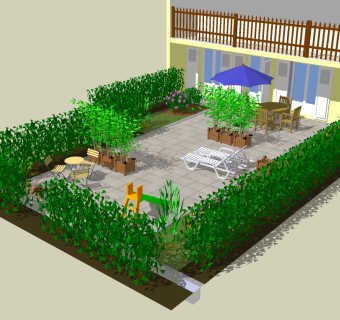 现代屋顶花园草图大师模型，屋顶花园su模型下载