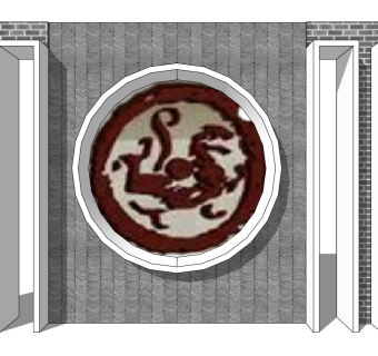 中式景观墙skp文件下载，景观墙SU模型