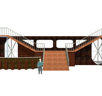 现代双分式平行楼梯草图大师模型，双分式平行楼梯sketchup模型免费下载